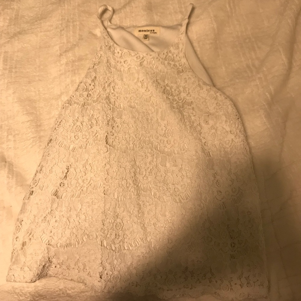 White lace halter top